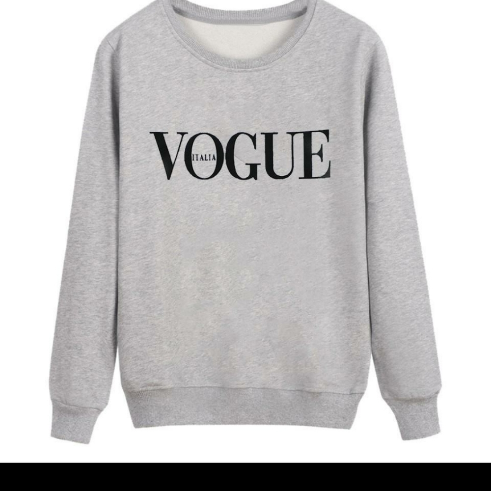 Vogue Print sweater long sleeve shirt gray